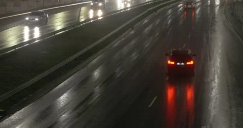 Traffic rain night Video stock 145873866