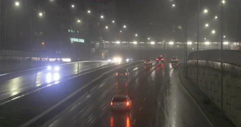 Traffic rain night Stock Footage 145874238