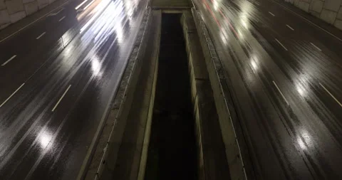 Traffic rain night Stock Footage 145875349