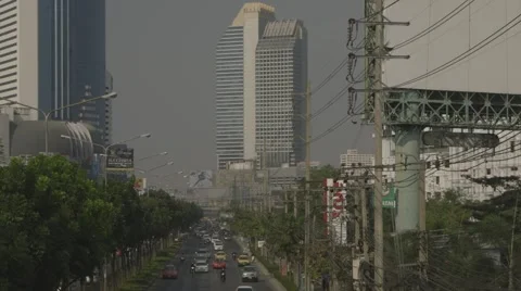 Traffic on Ratchadaphisek Road Stock Footage 48200796