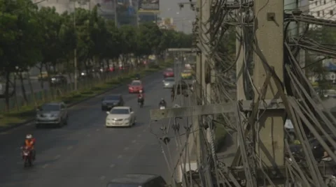 Traffic on Ratchadaphisek Road (Slow Motion) Stock Footage 48617978