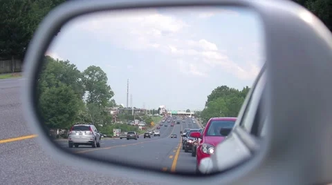 Traffic In Rear View Mirror Stock Footage 52200715