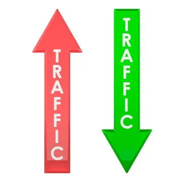 Traffic up red arrow and down green arrow. 3D rendering Stock Illustration