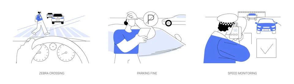 Traffic regulation abstract concept vector illustrations. Stock Illustration