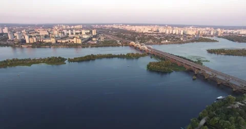 Traffic On River And Bridge Stock Footage 67496376
