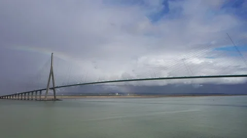 Traffic on a road bridge Stock Footage 126523780