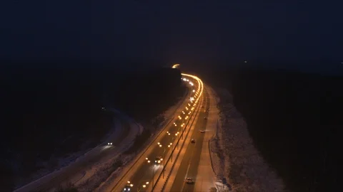 Traffic on the road in the dark Stock Footage 101800668