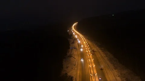 Traffic on the road in the dark Video stock 101814248