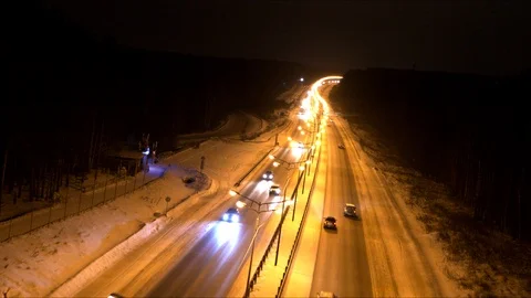 Traffic on the road in the dark Stock Footage 101829294