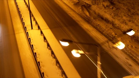 Traffic on the road in the dark Stock Footage 101832720