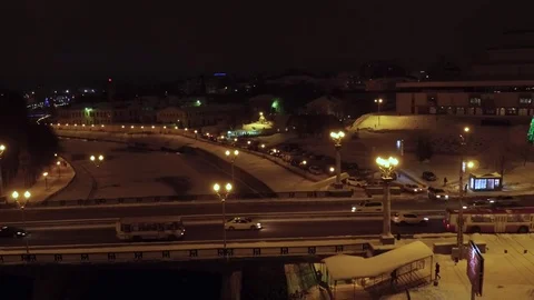 Traffic on road during winter snow Stock Footage 71621837