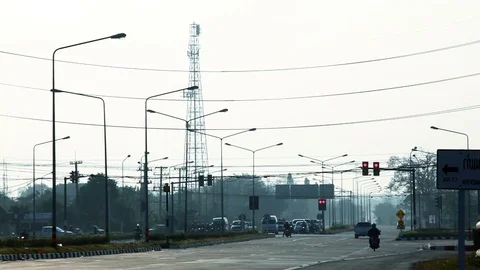 Traffic road at intersection in day time Stock Footage 76022387