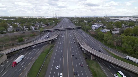Traffic on the road. interstate highway road with trucks and cars Stock Footage 241951898