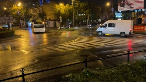 Traffic at a road junction in the city Stock Footage 161058080