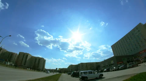 Traffic on the road in small town Stock Footage 37679222