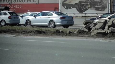 Traffic On A Road Staying In A Queue Stock Footage 91699707