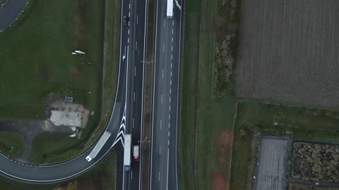 Traffic on the road top view Stock Footage 297564175