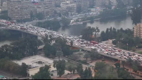 Traffic on the road. View from the Cairo tower 動画素材 10009498