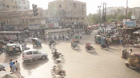 Traffic on roads of Karachi Stock Footage 53496296