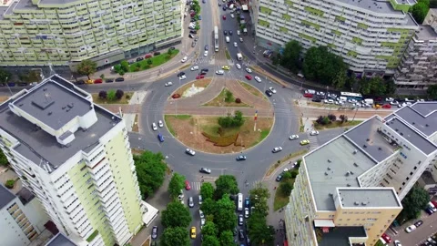 Traffic. Roundabout in Bucharest, Romania Stock Footage 201413400