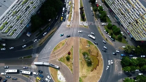 Traffic. Roundabout in Bucharest, Romania Stock Footage 201413467