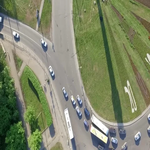 Traffic roundabout intersection Stock Footage 69574670