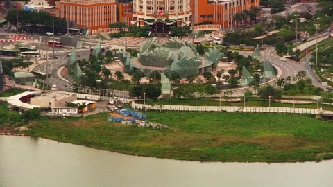 Traffic Roundabout in Macau with Traffic Stock Footage 82875356