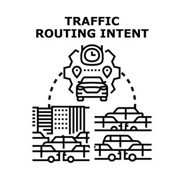 Traffic routing intent optimizing urban transportation management Stock Illustration