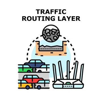 Traffic routing layer concept illustrating network management Stock Illustration