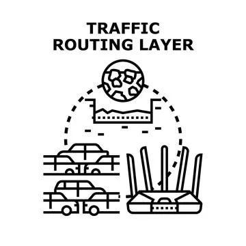 Traffic routing layer concept illustrating network management Stock Illustration