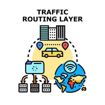 Traffic routing layer connecting data and vehicles イラスト素材