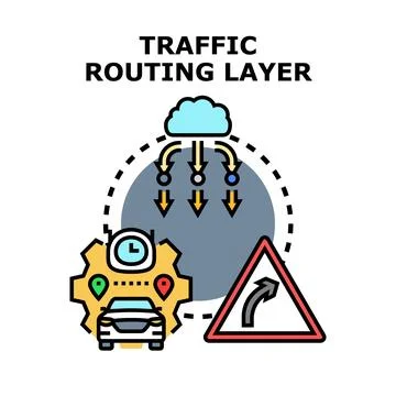 Traffic routing layer managing vehicle navigation system Illustrazione stock