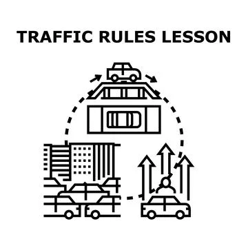 Traffic rules lesson teaching safe urban drive Illustration
