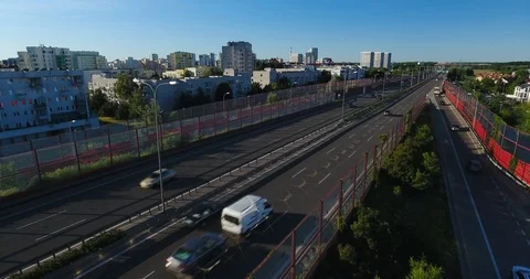 Traffic Running Along Expressway Stock Footage 91104909