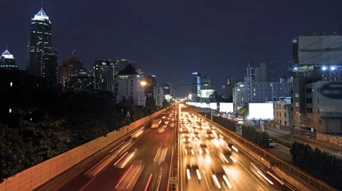 Traffic rush hour time lapse at night 库存影片 45674489
