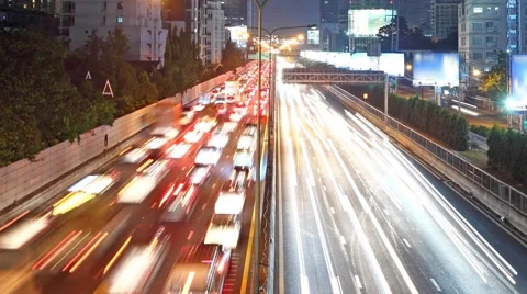 Traffic rush hour time lapse at night Vídeo Stock 45675970