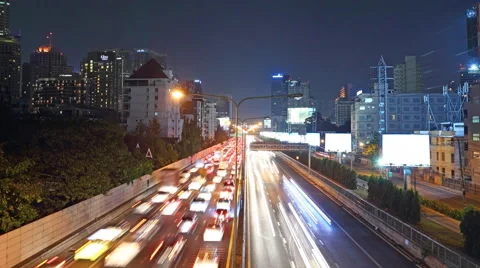 Traffic rush hour time lapse at night Vídeo Stock 45819194