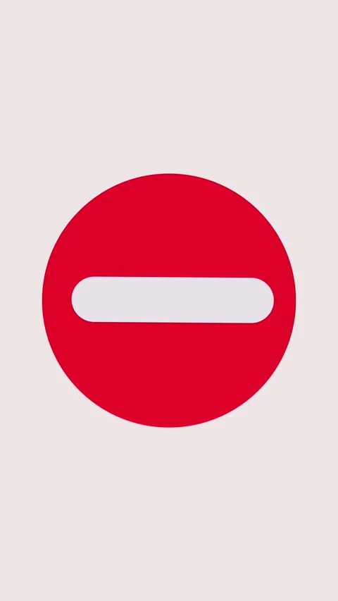 Traffic safety animation featuring red no entry road sign vertical video. R.. Vidéo 321626909