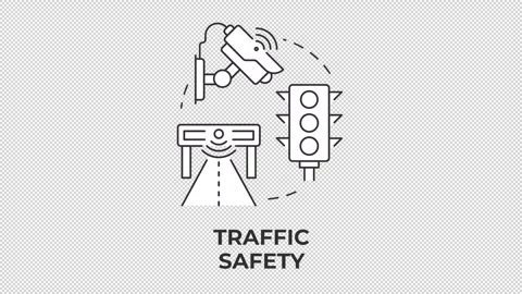 Traffic safety line concept icon animation Stock Footage 340282986
