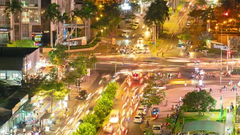 Traffic Sai Gon Night Time-lapse 4K - Ho Chi Minh city, VietNam Video stock 153344264