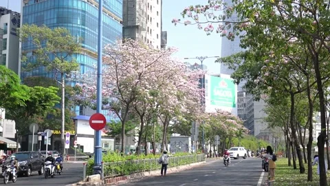 Traffic in Saigon street Stock Footage 142554743