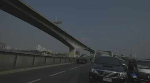 Traffic on Saphan Phut (Slow Motion) Stock Footage 48619905