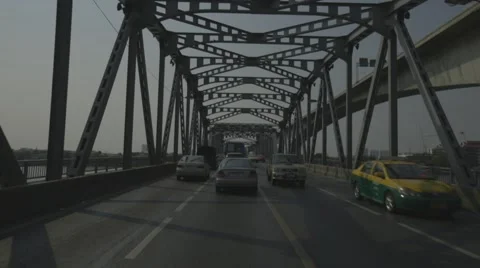 Traffic on Saphan Phut (Slow Motion) Stock Footage 48620899