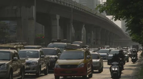 Traffic in Sathorn District Stock Footage 48200944