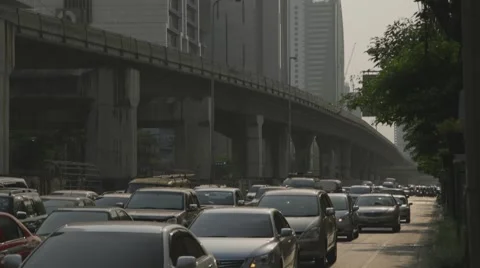 Traffic in Sathorn District Stock Footage 48200976