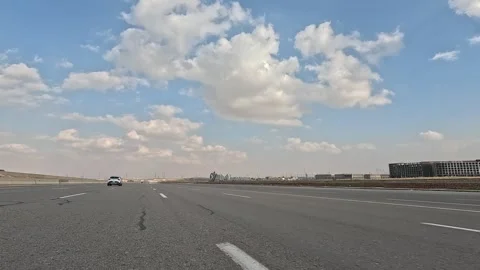Traffic Scene Across Cairo Ain Sokhna Desert Route Showing Active Vehicle Stock Footage 329965245