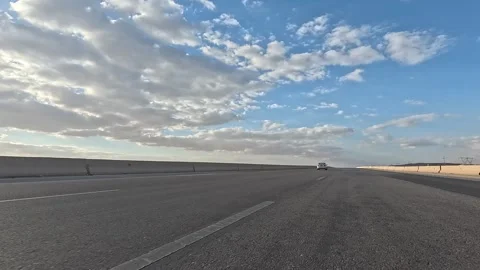 Traffic Scene Along Cairo Ain Sokhna Desert Road Showing Moving Vehicles Stock Footage 330032681