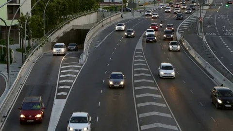 Traffic scene  at dusk. Stock Footage 78055637