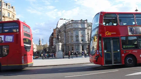 Traffic Scene at Trafalgar Square Stock Footage 34241631