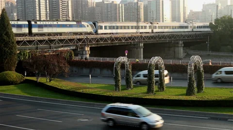 The traffic in Second Ring is pretty light, Beijing, China 스톡 동영상 33214679